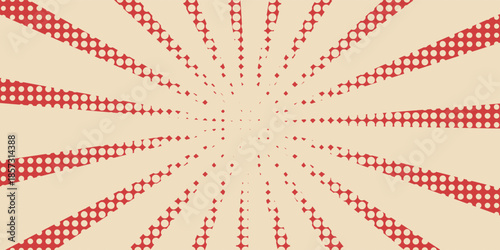 Retro circus background. Spiral rays and texture. Vintage red and white sunburst pattern for carnival. summer fair.