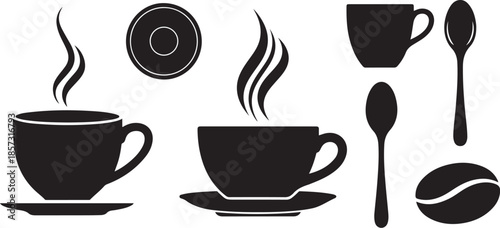 Coffee cups and accessories collection in black