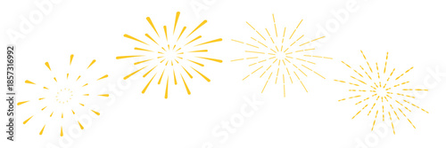 Fire works icon. Firework icon set. Fourth of July celebration symbol, Independence Day design element.