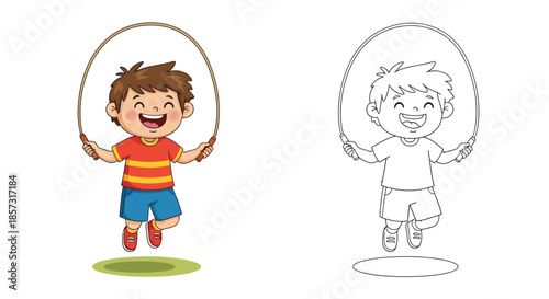 Bounding with Joy: A charming illustration captures the sheer exuberance of a child engaged in the timeless delight of jumping rope.