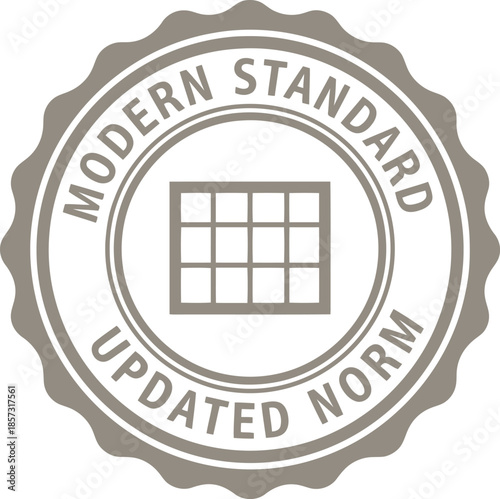 Modern Standard Badge Icon – Updated Norm Certification Seal, Vector Emblem for Quality Assurance and Compliance