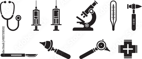 Medical and laboratory equipment icons set