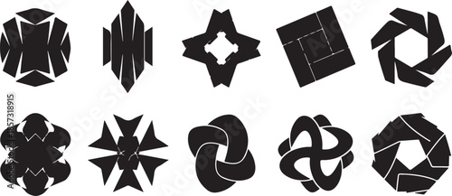 Collection of abstract geometric shapes and icons
