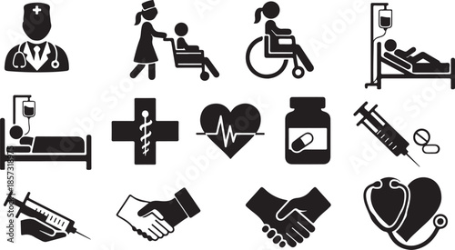 Medical icons set for healthcare professionals