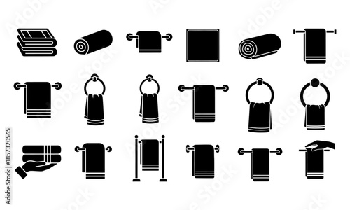 Warm blanket texture silhouette set featuring various folds and rolls