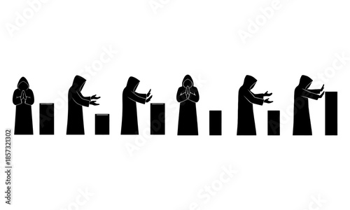 Cozy warm blanket texture silhouette set with various folds