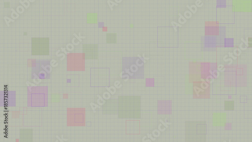 Pastel Geometric Squares Background with Transparent Overlapping Boxes on Grid