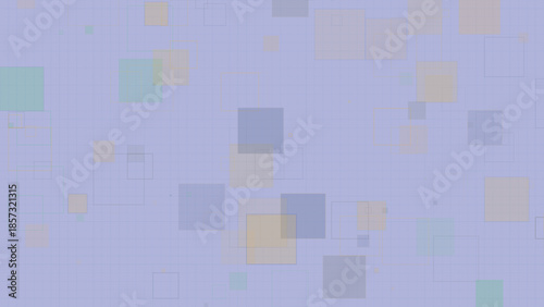 Pastel Geometric Squares Background with Transparent Overlapping Boxes on Grid