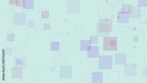Pastel Geometric Squares Background with Transparent Overlapping Boxes on Grid