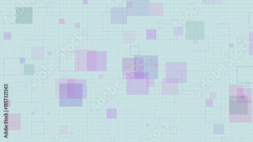 Pastel Geometric Squares Background with Transparent Overlapping Boxes on Grid