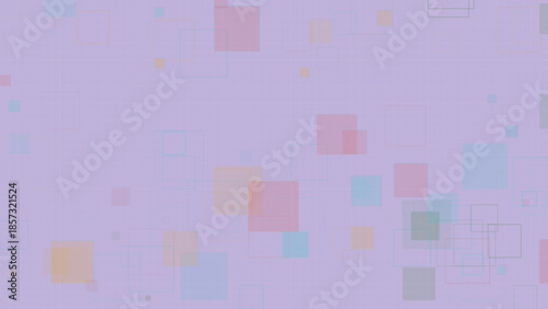 Pastel Geometric Squares Background with Transparent Overlapping Boxes on Grid