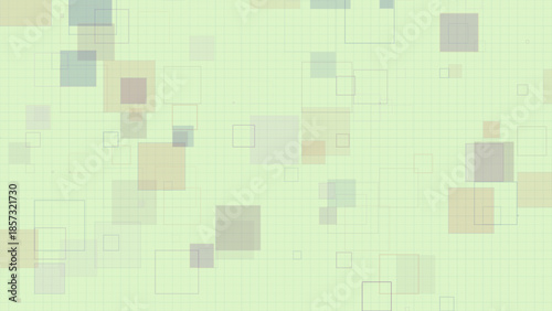 Pastel Geometric Squares Background with Transparent Overlapping Boxes on Grid