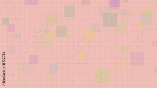Pastel Geometric Squares Background with Transparent Overlapping Boxes on Grid