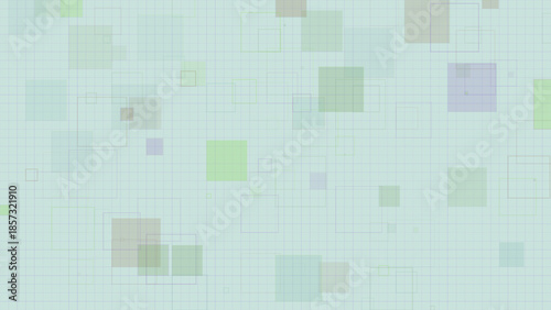 Pastel Geometric Squares Background with Transparent Overlapping Boxes on Grid