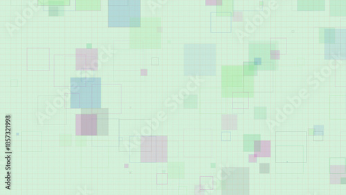 Pastel Geometric Squares Background with Transparent Overlapping Boxes on Grid