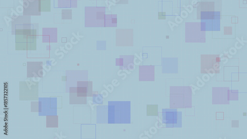 Pastel Geometric Squares Background with Transparent Overlapping Boxes on Grid