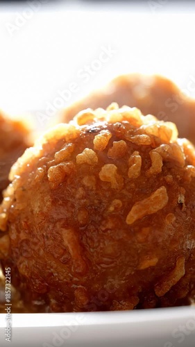 Close Up of Rice Ball With Crunchy Garnish, Arancini