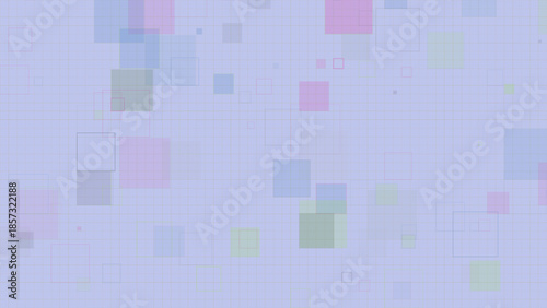 Pastel Geometric Squares Background with Transparent Overlapping Boxes on Grid
