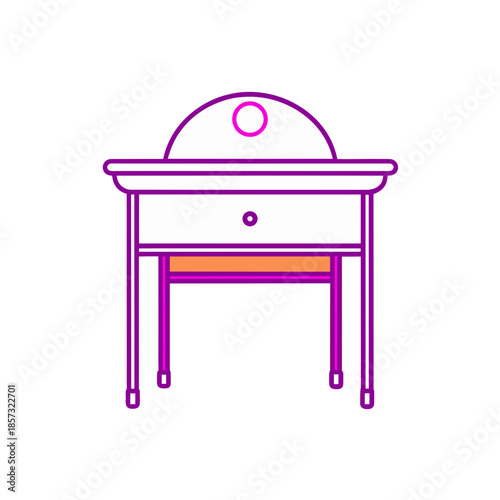 Illustration of a purple bedside table on transparent background silhouette