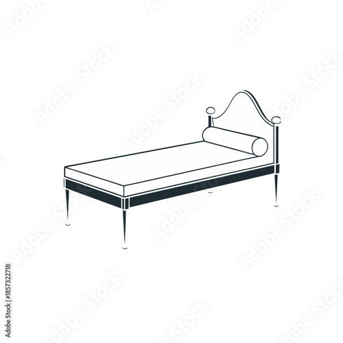 Illustration of a classic chaise lounge on transparent background silhouette