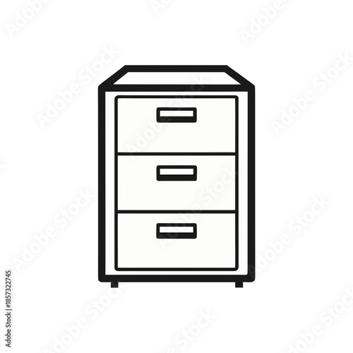 Illustration of a three drawer file cabinet on transparent background silhouette