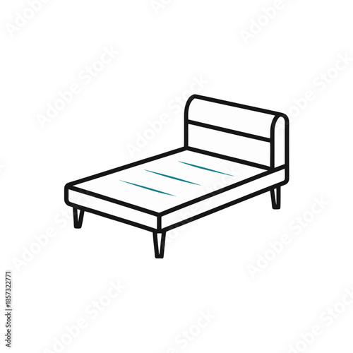 Illustration of a simple bed with mattress on transparent background silhouette