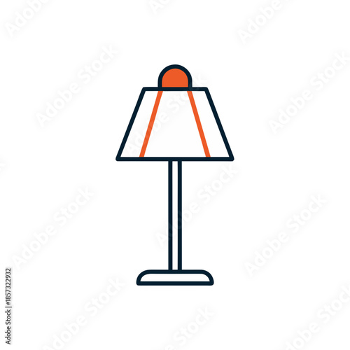 Illustration of a simple bedside lamp icon on transparent background silhouette