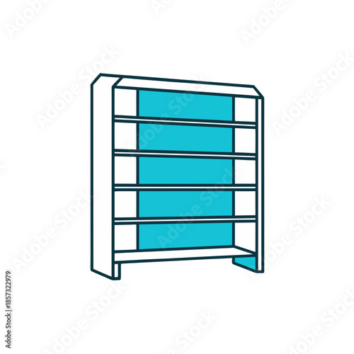 Illustration of a shelf with five levels on transparent background silhouette