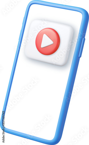3d Mobile icon playing video,