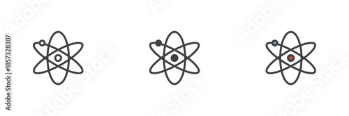 Atom structure line, solid and colorful different style icon set pack