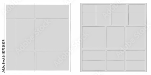 Architectural rendering of a modern wall with paneling and grid lines