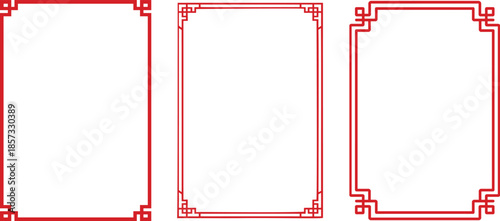 Chinese Red Frames on White Background for Decoration and Design Elements for Asian Theme