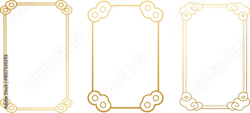 Golden Decorative Frames with Cloud-Shaped Corner Designs Elegant Border Elements for Invitations Announcements and Digital Designs