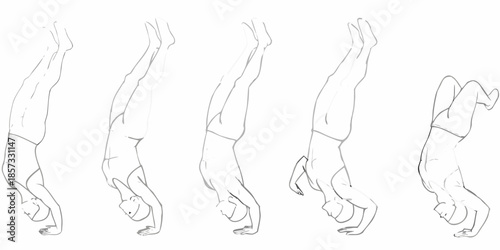 Sequence of a backbend exercise stages of a human body in motion
