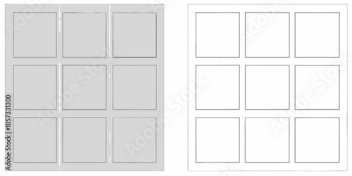 Two paneled doors one shaded and one white side by side illustration