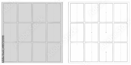 White paneled doors shown in two different configurations side by side