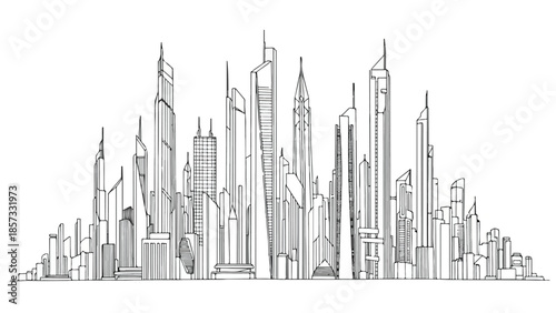 Interior architectural sketch of a modern open space industrial office or gallery