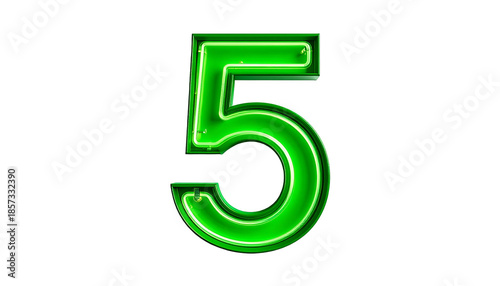 Illuminated glowing neon green numeral 