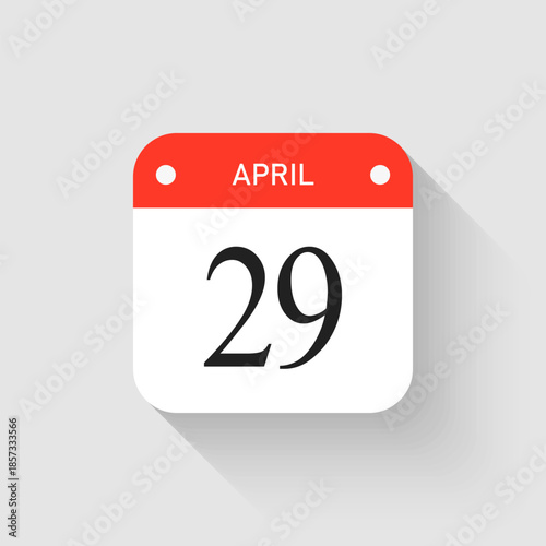 Vector icon page day calendar - 29 April month