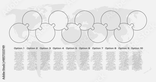 Ten steps line infographic, puzzle diagram