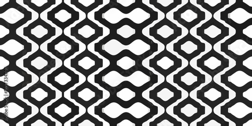 A repeating geometric pattern of black and white diamond shapes