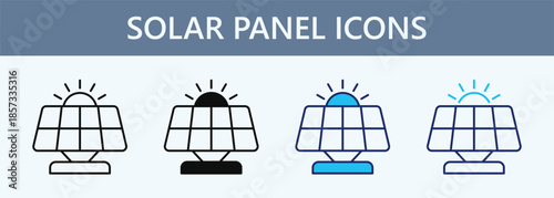 Solar Panel Icon Set Multiple Style Collection