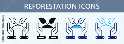 Reforestation Icon Set Multiple Style Collection