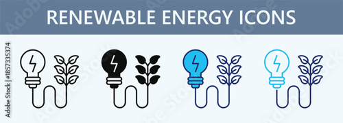 Renewable Energy Icon Set Multiple Style Collection