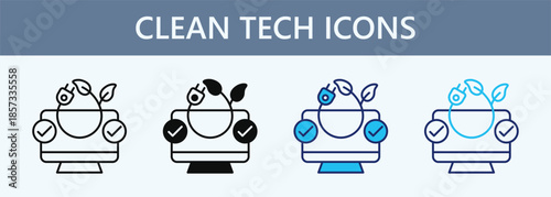 Clean Tech Icon Set Multiple Style Collection