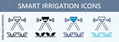 Smart Irrigation Icon Set Multiple Style Collection