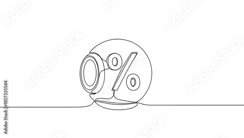Simple line drawing of a percentage symbol in a circular shape  