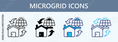 Microgrid Icon Set Multiple Style Collection