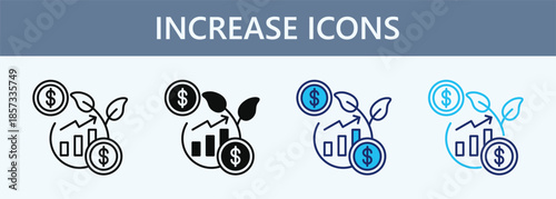 Increase Icon Set Multiple Style Collection