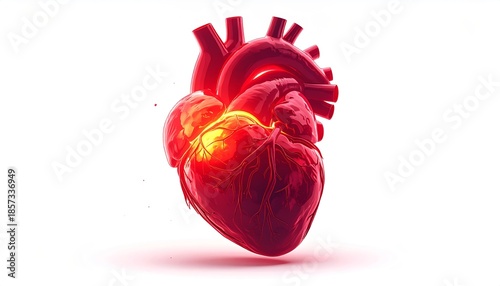 Medical animation of heart showing glucose particles stabilizing in bloodstream, clean infographic style
